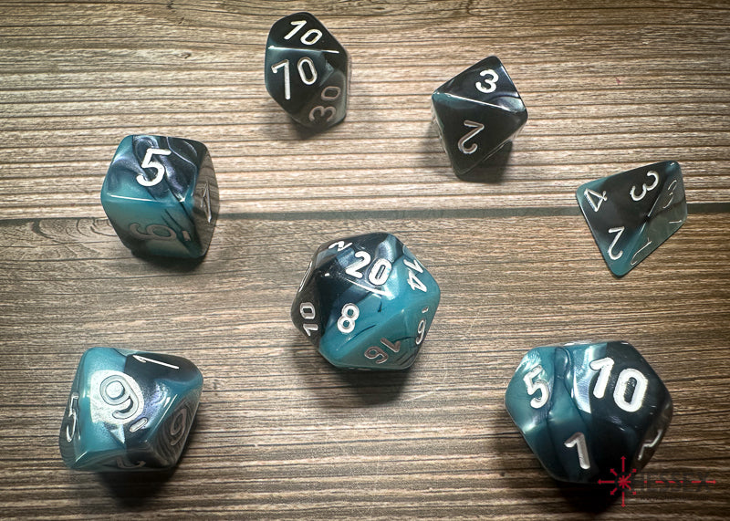 Chessex Gemini Black-Shell/White 7-Die Set