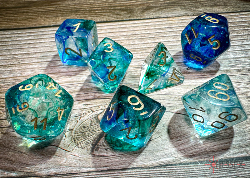 Chessex Nebula Polyhedral Oceanic/Gold Luminary 7-Die Set