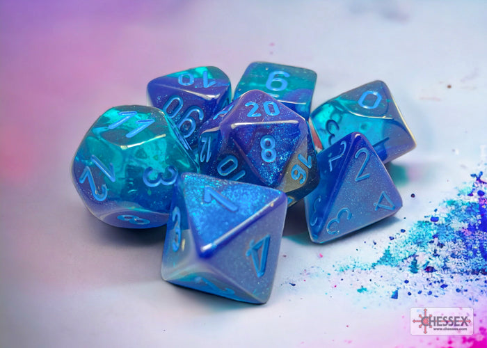 Chessex Gemini Blue-Blue/light blue Luminary 7-Die Set