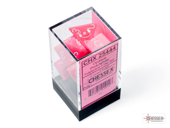Chessex Pink/white Polyhedral 7-Dice Set