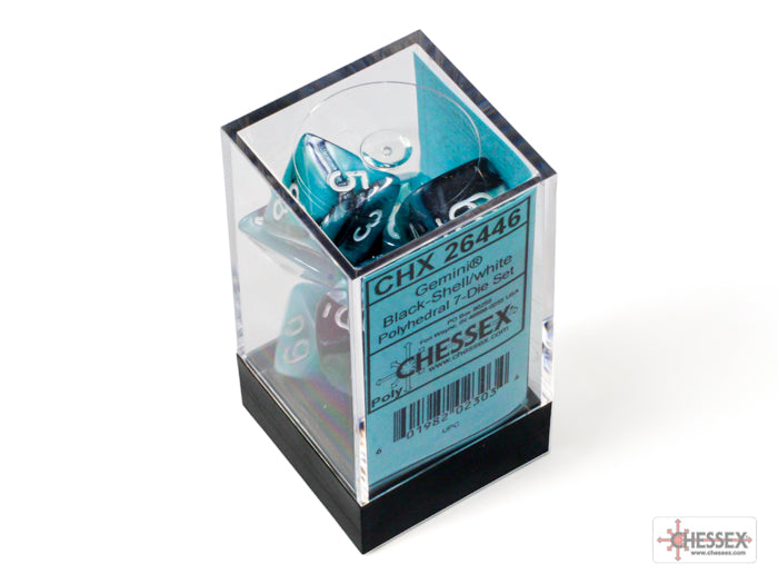 Chessex Gemini Black-Shell/White 7-Die Set