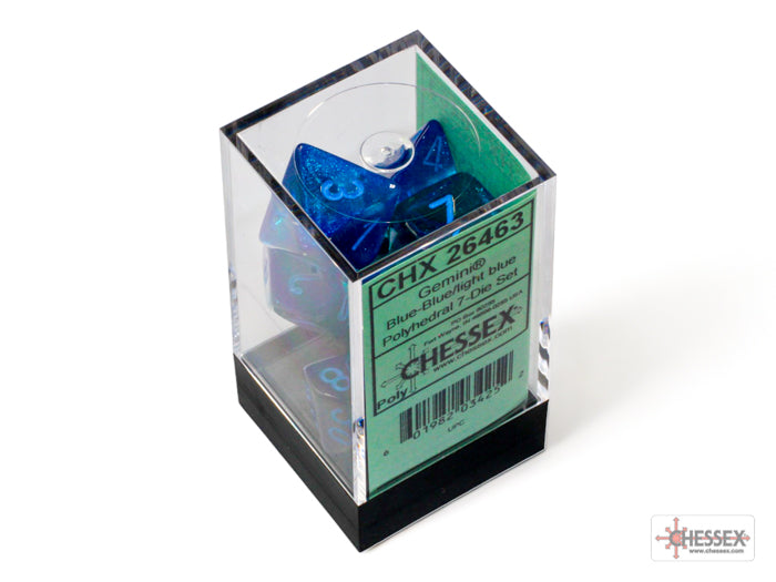 Chessex Gemini Blue-Blue/light blue Luminary 7-Die Set