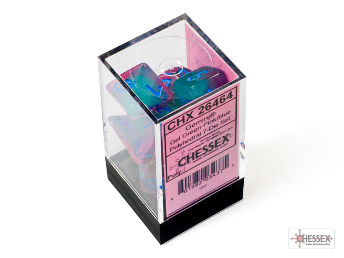 Chessex Gemini Gel Green-Pink/blue Luminary 7-Die Set