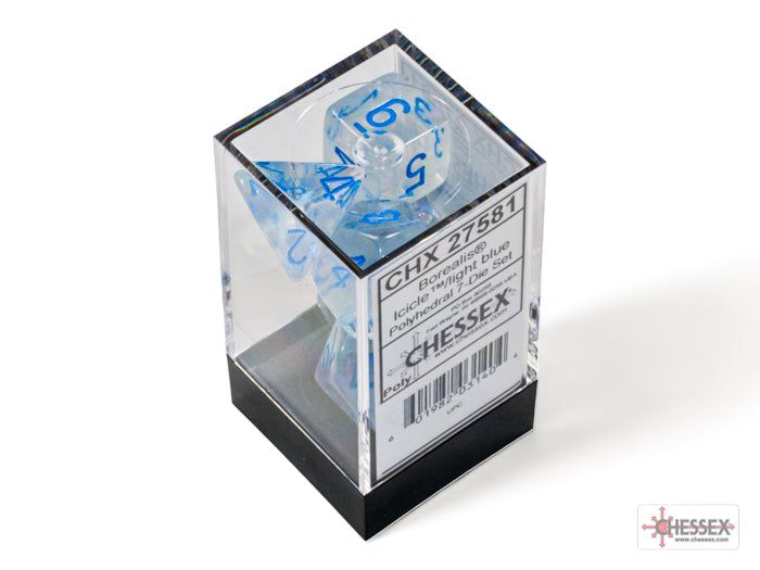 Chessex Borealis Polyhedral Icicle/Light Blue Luminary 7-Die Set
