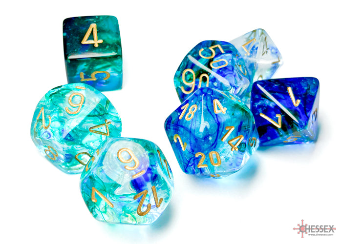 Chessex Nebula Polyhedral Oceanic/Gold Luminary 7-Die Set
