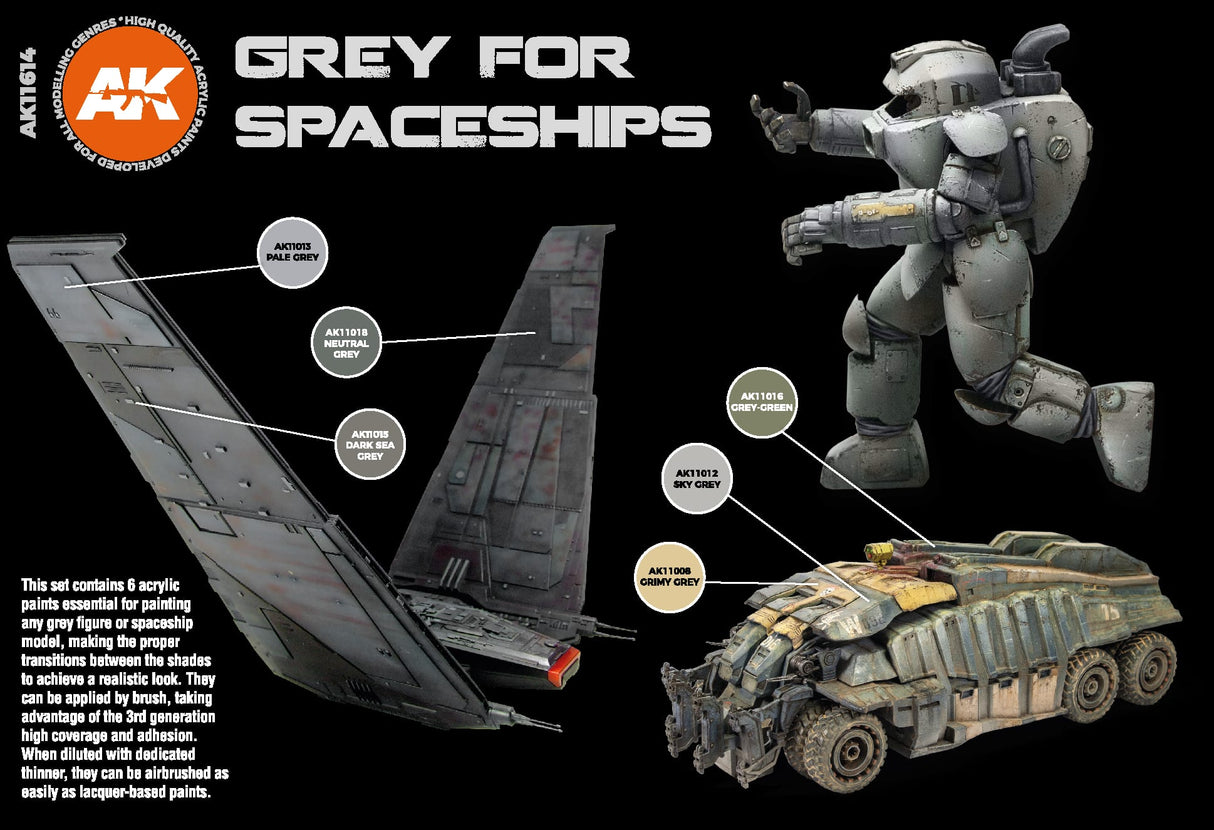 AK Interactive 3Gen Set - Grey For Spaceships