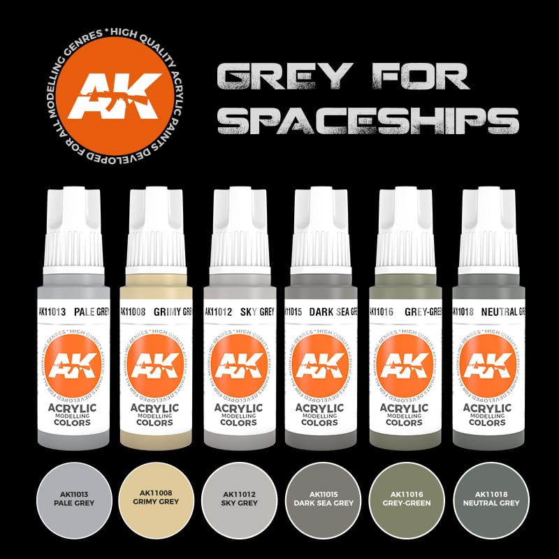 AK Interactive 3Gen Set - Grey For Spaceships