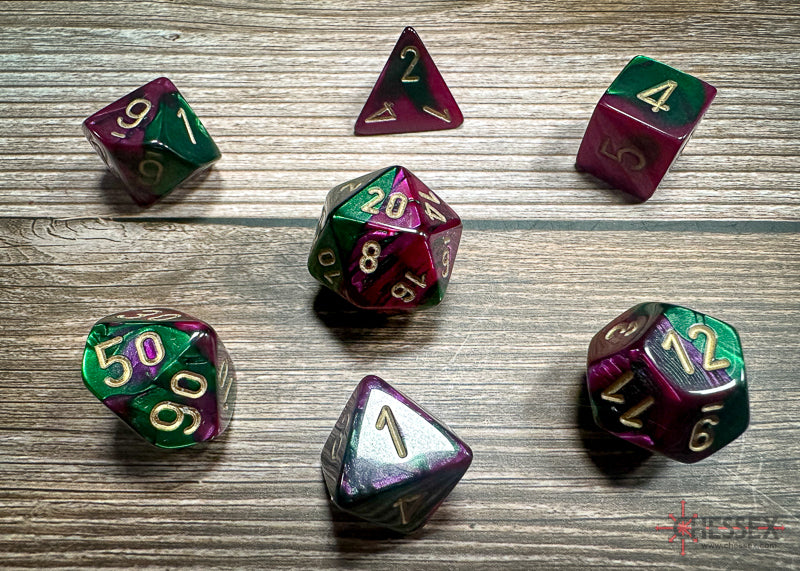 Chessex Gemini Green-Purple/Gold 7-Die Set
