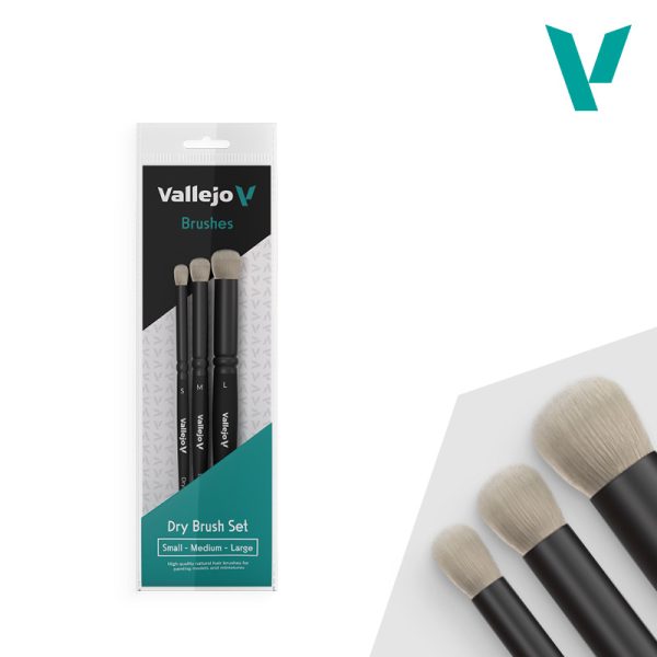 Vallejo Brushes - Brushes - 3pc Dry Brush Set (S, M & L)