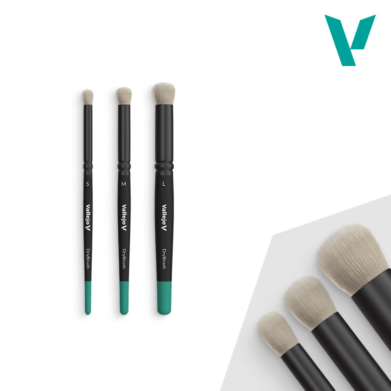 Vallejo Brushes - Brushes - 3pc Dry Brush Set (S, M & L)